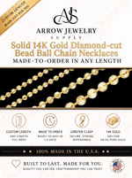 Load image into Gallery viewer, Solid 14K Yellow Gold Diamond Cut Round Ball Bead Chain Necklace Made in any Custom Length
