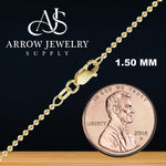 Load image into Gallery viewer, Solid 14K Yellow Gold Round Ball Bead Chain Necklace Made in any Custom Length
