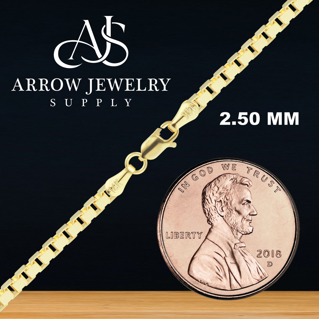 Solid 14K Yellow Gold Venetian Box Chain Necklace Made in any Custom Length