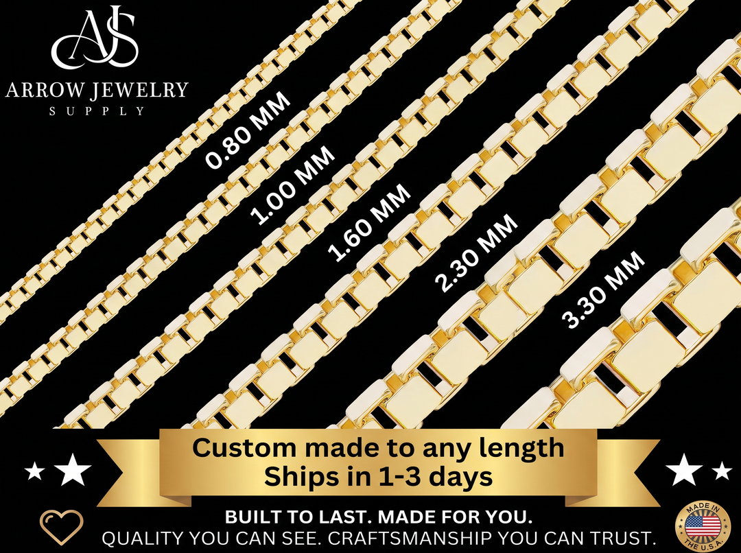 Solid 14K Yellow Gold Venetian Box Chain Necklace Made in any Custom Length