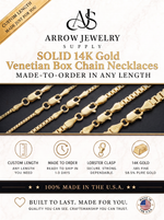Load image into Gallery viewer, Solid 14K Yellow Gold Venetian Box Chain Necklace Made in any Custom Length
