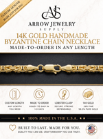 Load image into Gallery viewer, Solid 14K Yellow Gold Custom Length Handmade Byzantine Chain Necklace
