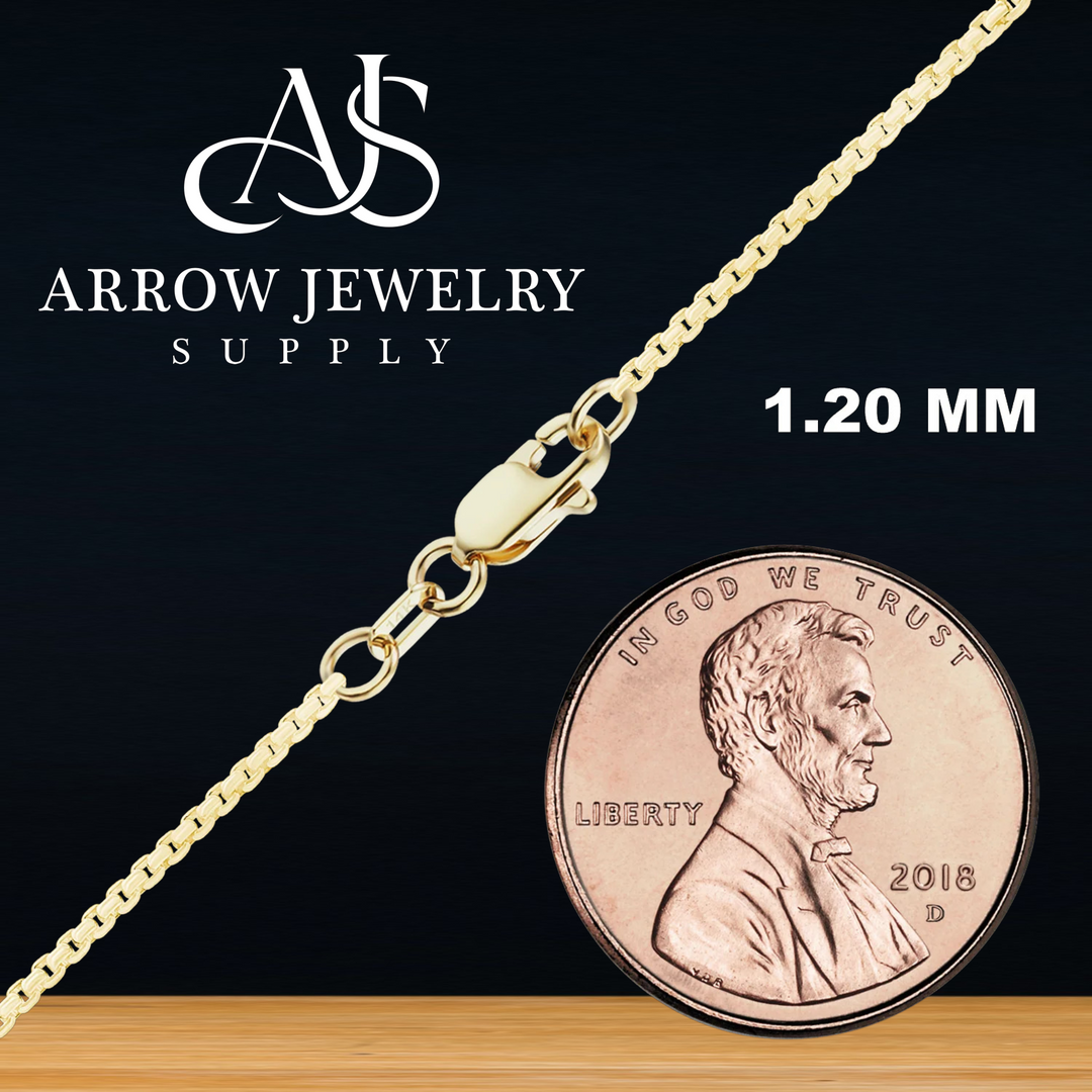 Solid 14K Yellow Gold Round Smooth Box Chain Necklace Made in any Custom Length