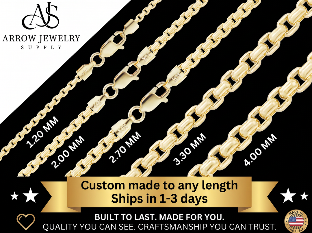 Solid 14K Yellow Gold Round Smooth Box Chain Necklace Made in any Custom Length