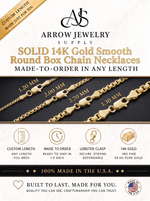 Load image into Gallery viewer, Solid 14K Yellow Gold Round Smooth Box Chain Necklace Made in any Custom Length
