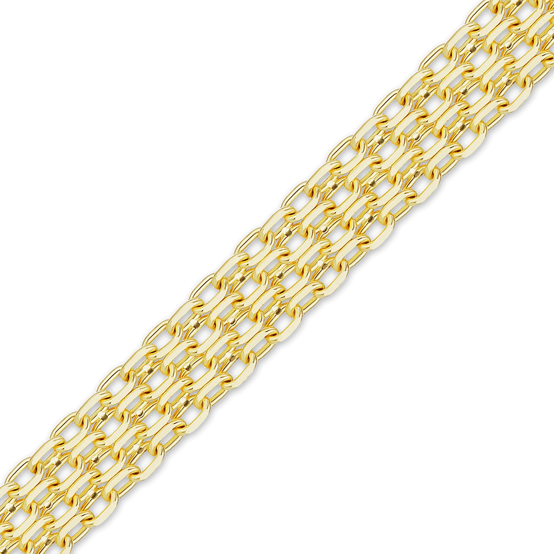 Solid 14K Yellow Gold Double Bizmark Chain Necklace 15" - 36" Lengths