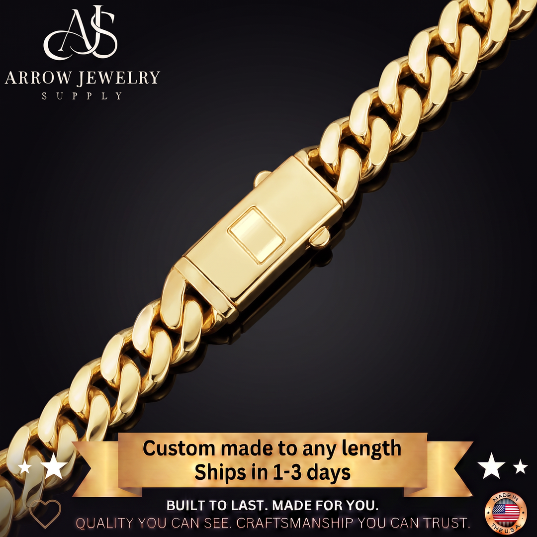 14K Yellow Gold Handmade Cuban Curb Link Custom Length Chain Necklace