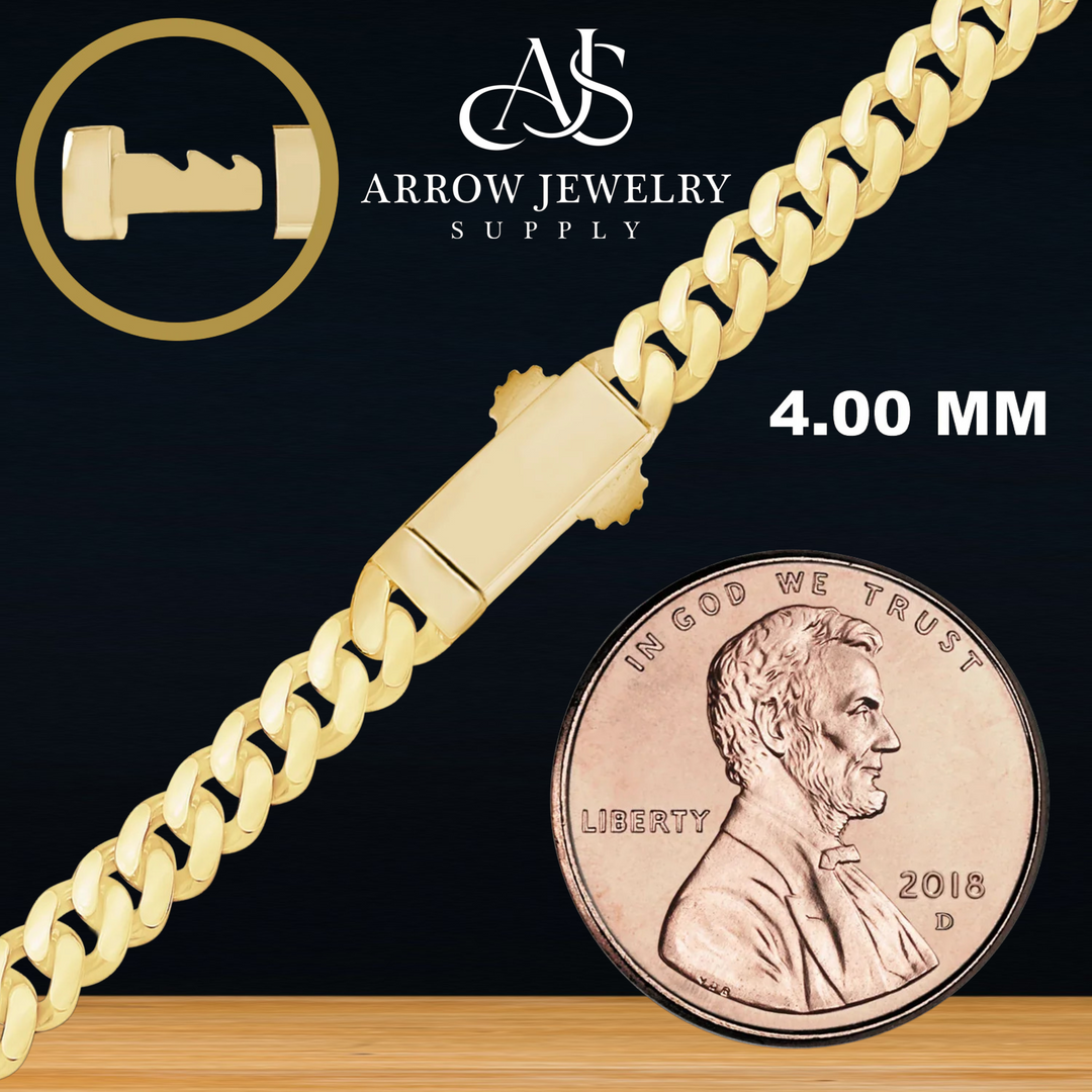 Solid 14K Yellow Gold Handmade Cuban Curb Link Custom Length Chain Necklace