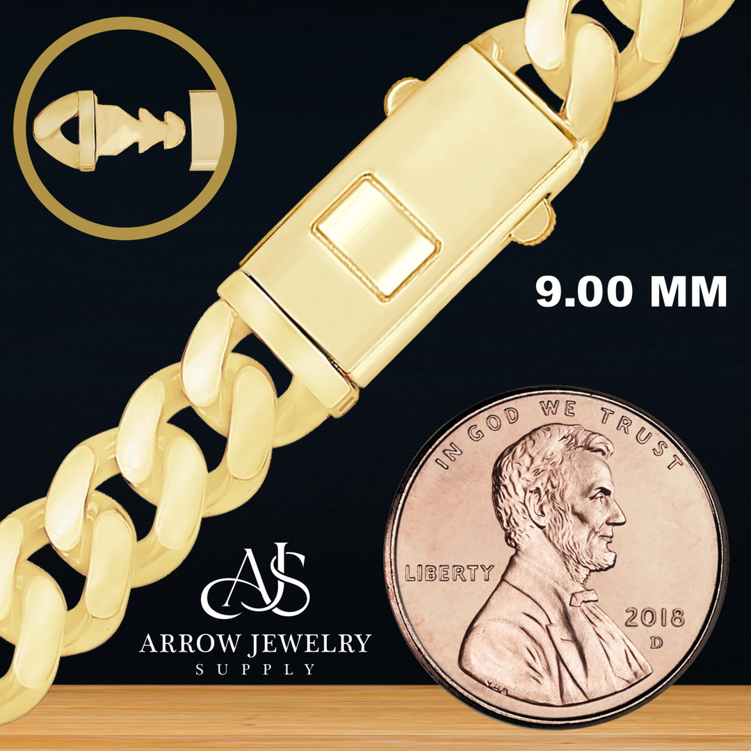 Solid 14K Yellow Gold Handmade Cuban Curb Link Custom Length Chain Necklace