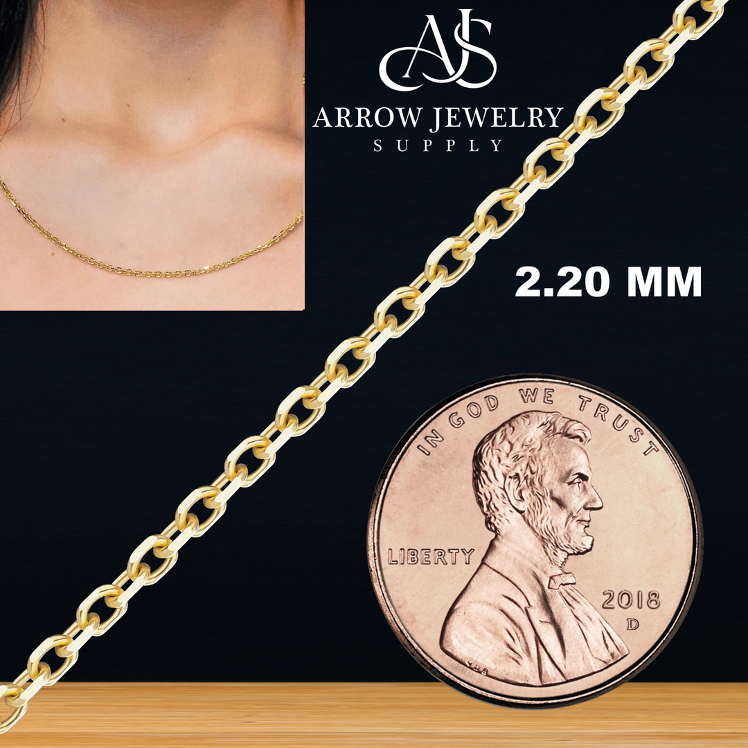 Solid 14K Yellow Gold Diamond Cut Round Cable Necklace Made in any Custom Length
