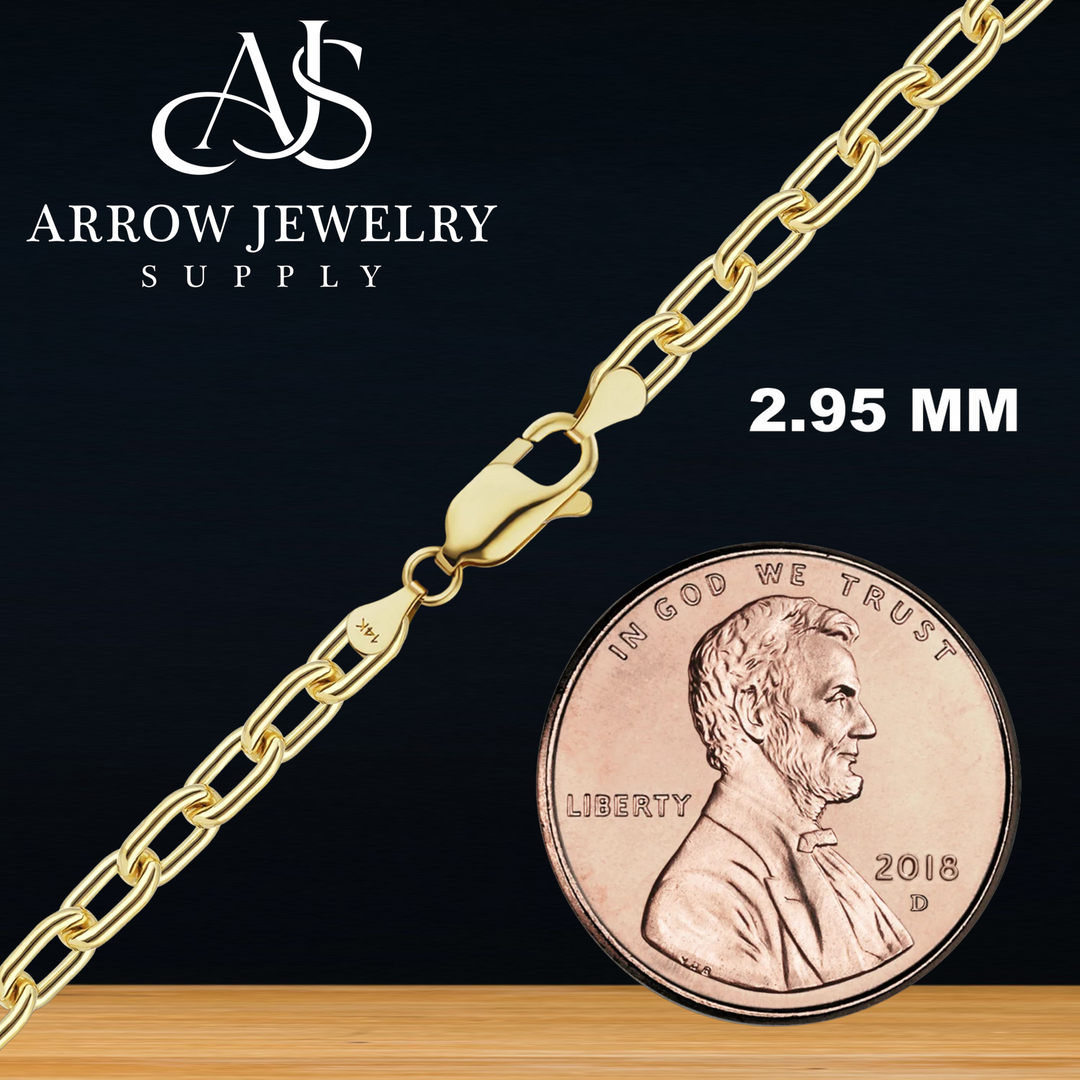 Solid 14K Yellow Gold Elongated Cable Necklace Made in any Custom Length