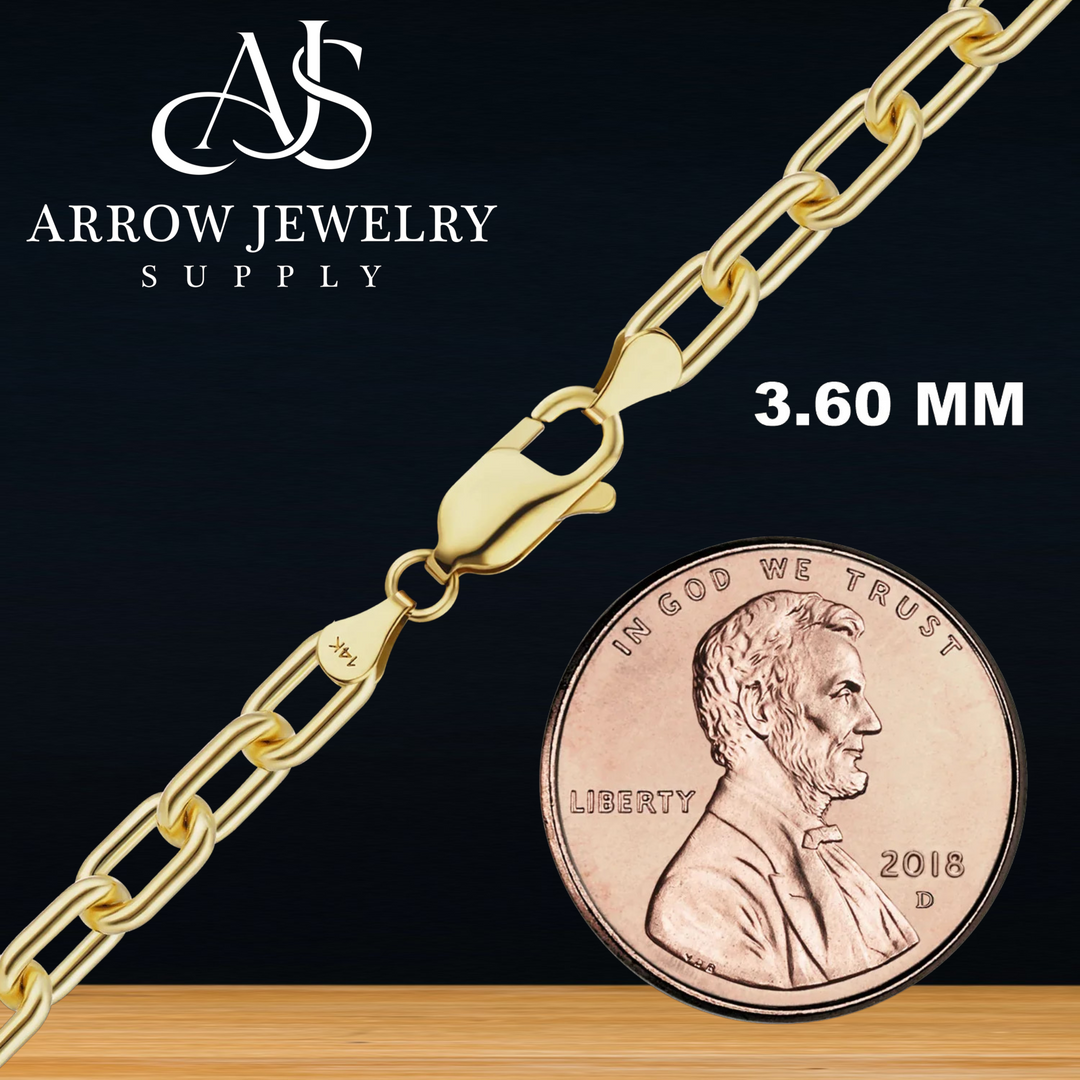 Solid 14K Yellow Gold Elongated Cable Necklace Made in any Custom Length