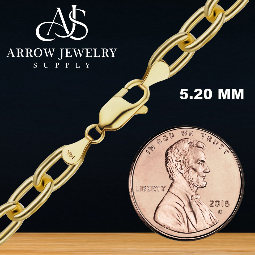 Solid 14K Yellow Gold Elongated Cable Necklace Made in any Custom Length