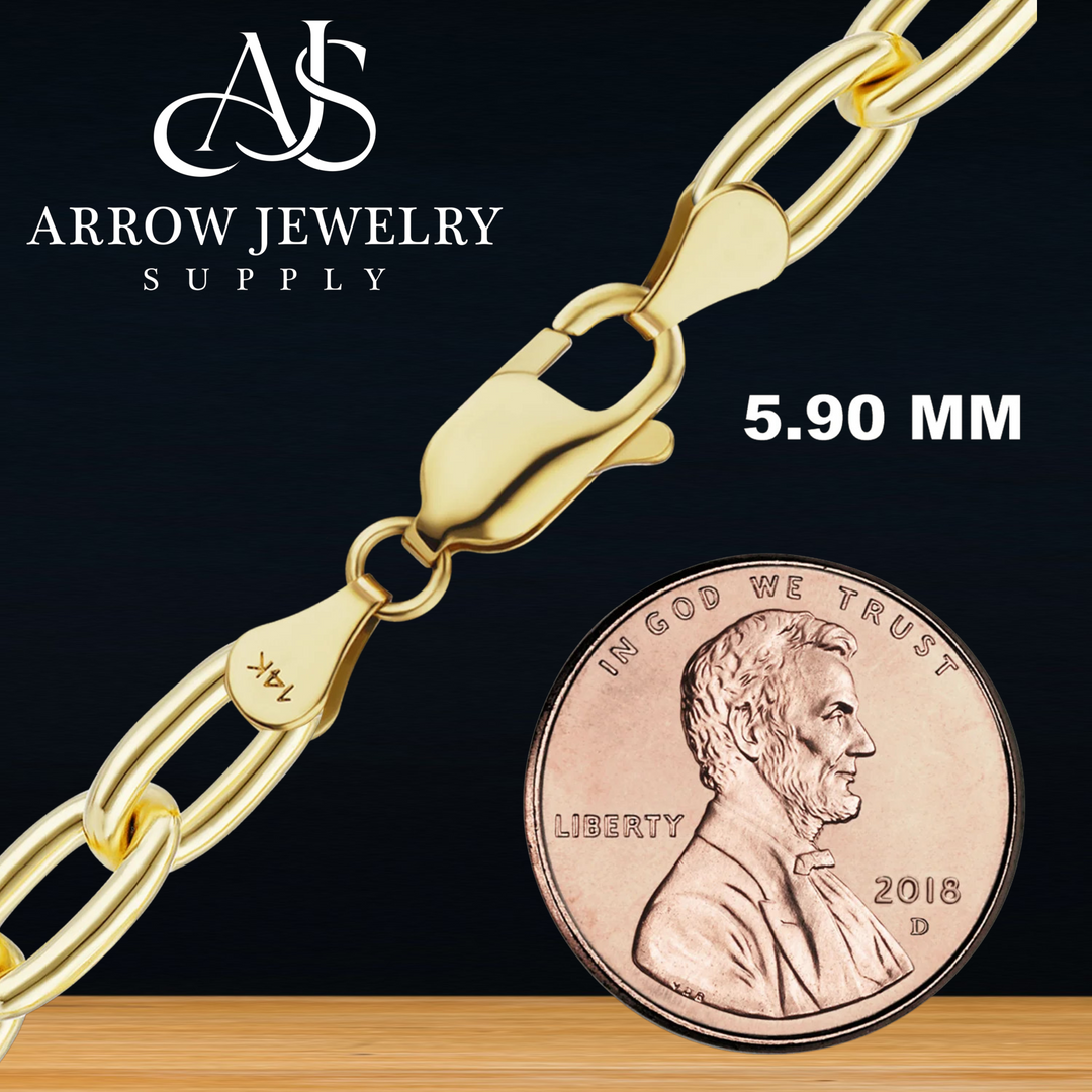 Solid 14K Yellow Gold Elongated Cable Necklace Made in any Custom Length