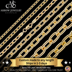 Load image into Gallery viewer, Solid 14K Yellow Gold Elongated Cable Necklace Made in any Custom Length
