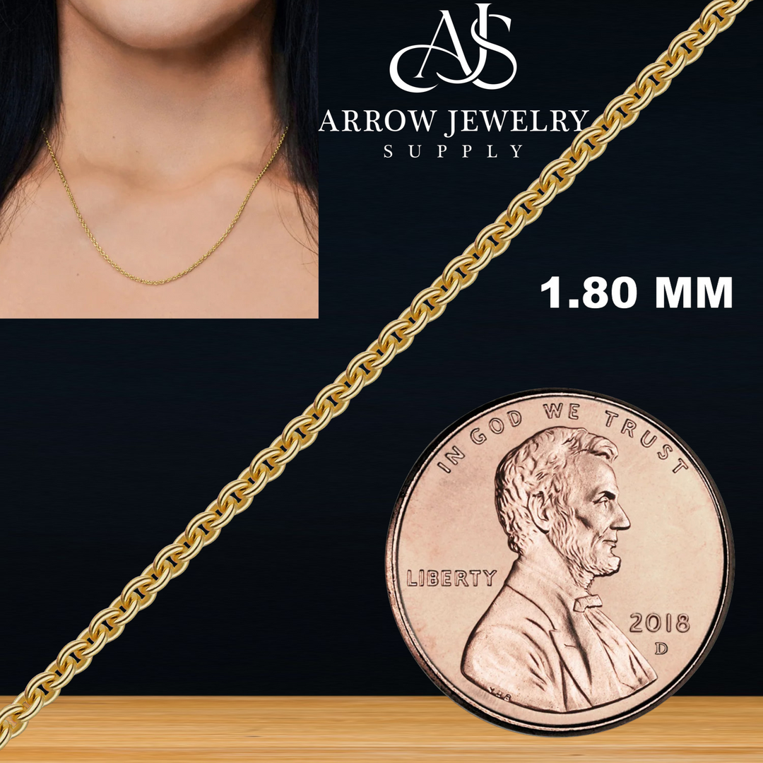 Solid 14K Yellow Gold Heavy Round Custom Length Cable Chain Necklace