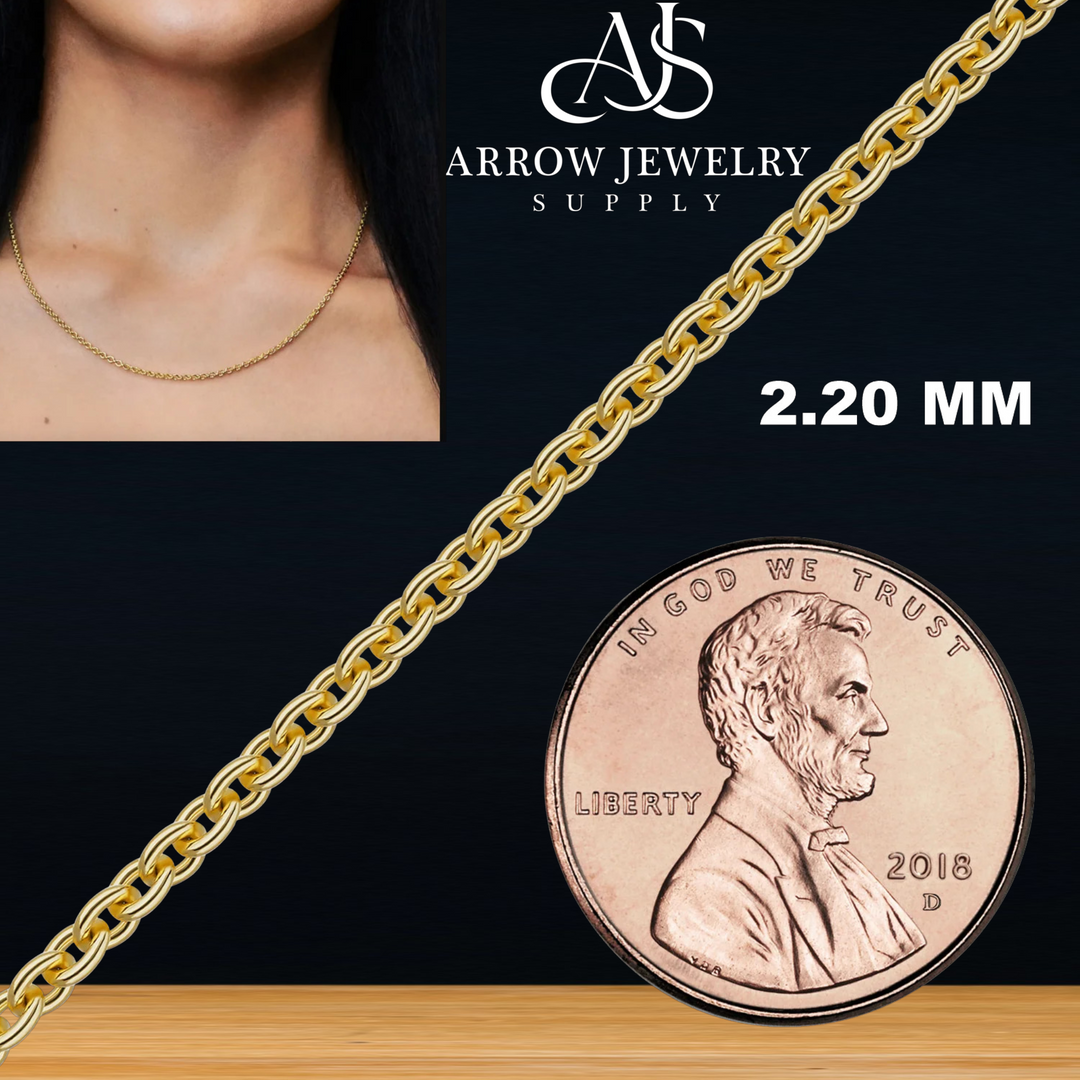 Solid 14K Yellow Gold Heavy Round Custom Length Cable Chain Necklace