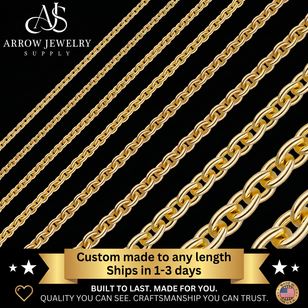 Solid 14K Yellow Gold Heavy Round Custom Length Cable Chain Necklace