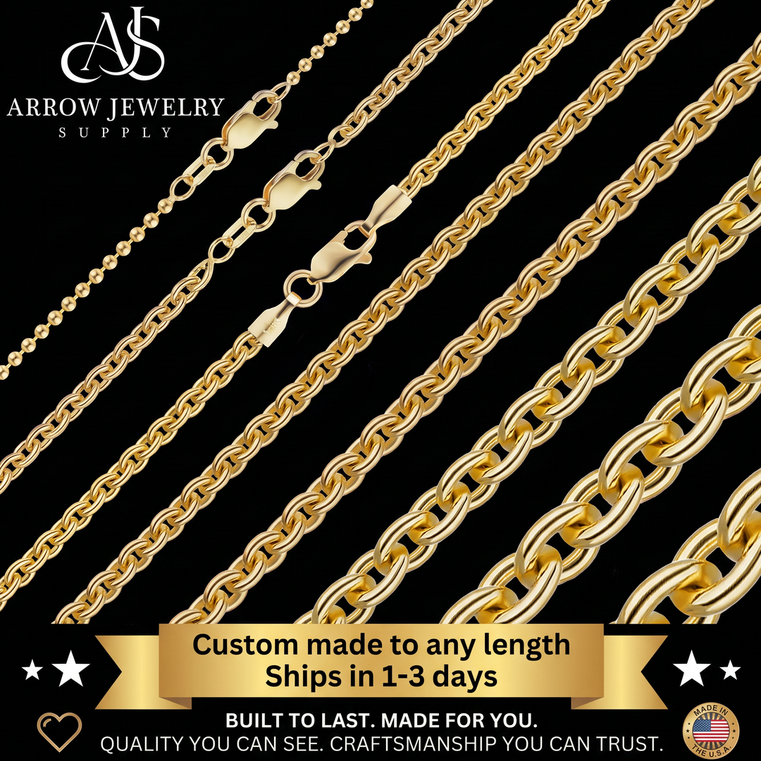 Solid 14K Yellow Gold Heavy Round Cable Link Custom Length Chain Necklace