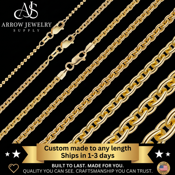 Solid 14K Yellow Gold Heavy Round Cable Link Custom Length Chain Necklace