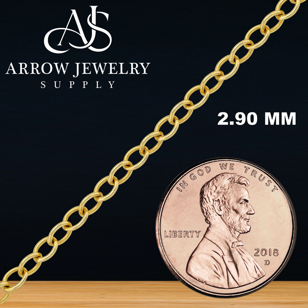Solid 14K Yellow Gold Light Round Cable Link Custom Length Chain Necklace
