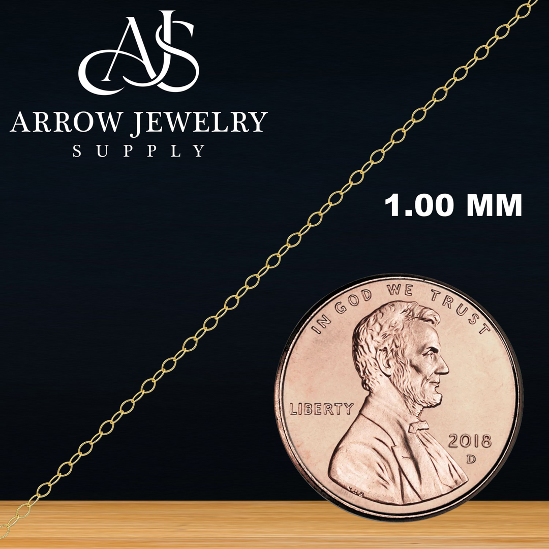 Solid 14K Yellow Gold Light Round Cable Link Custom Length Chain Necklace