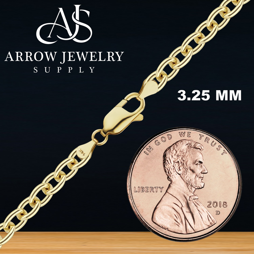 Solid 14K Yellow Gold Medium Round Cable Link Custom Length Chain Necklace