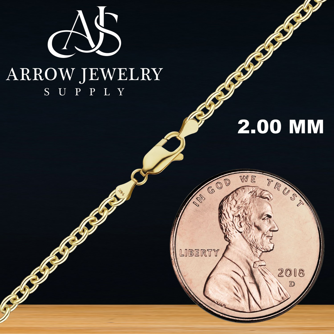 Solid 14K Yellow Gold Medium Round Cable Link Custom Length Chain Necklace
