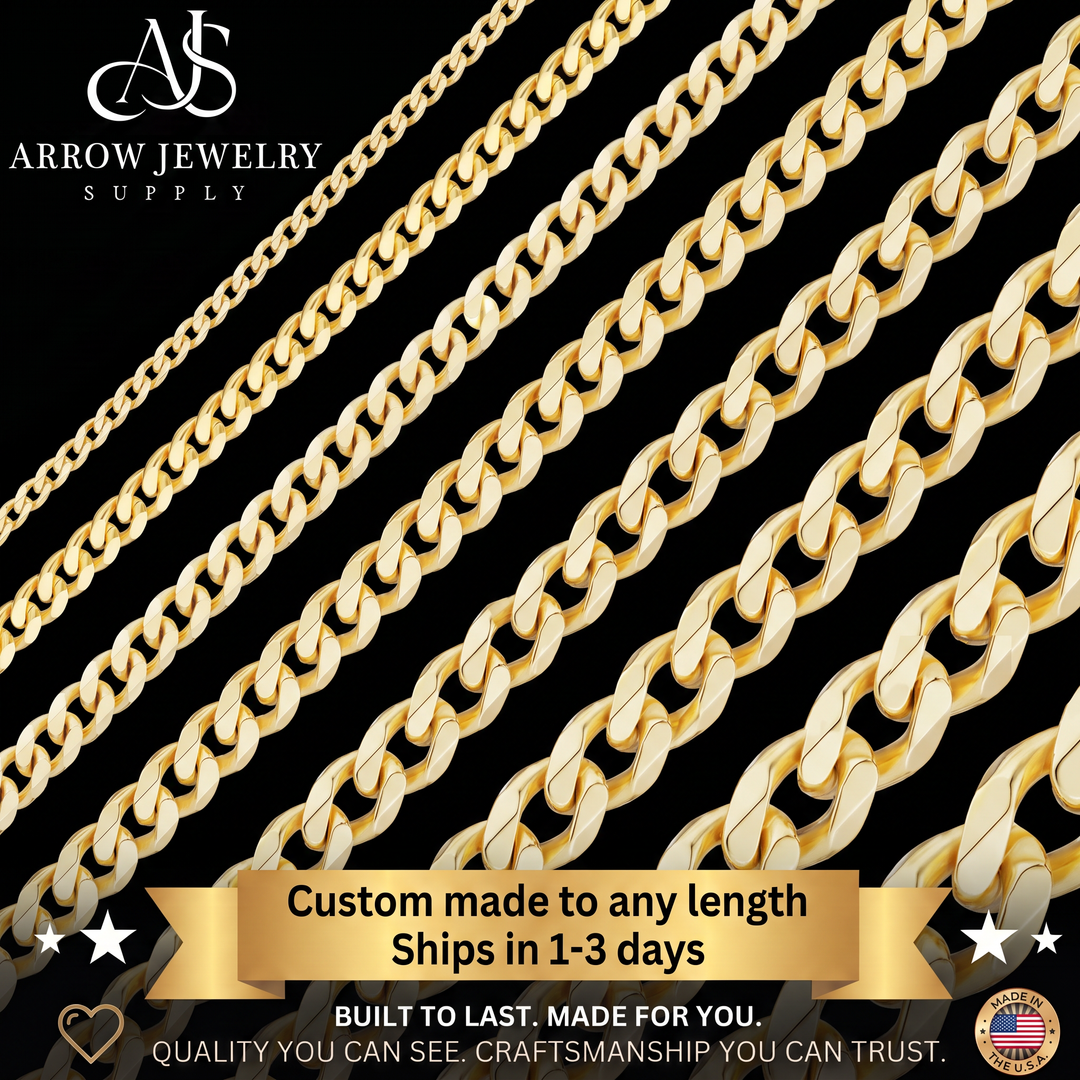 Solid 14K Yellow Gold Classic Curb Cuban Link Custom Length Chain Necklace