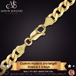 Load image into Gallery viewer, Solid 14K Yellow Gold Semi-Solid Curb Cuban Link Custom Length Chain Necklace
