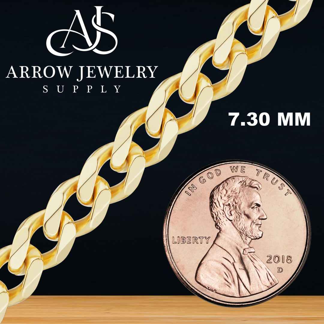 Solid 14K Yellow Gold Semi-Solid Curb Cuban Link Custom Length Chain Necklace