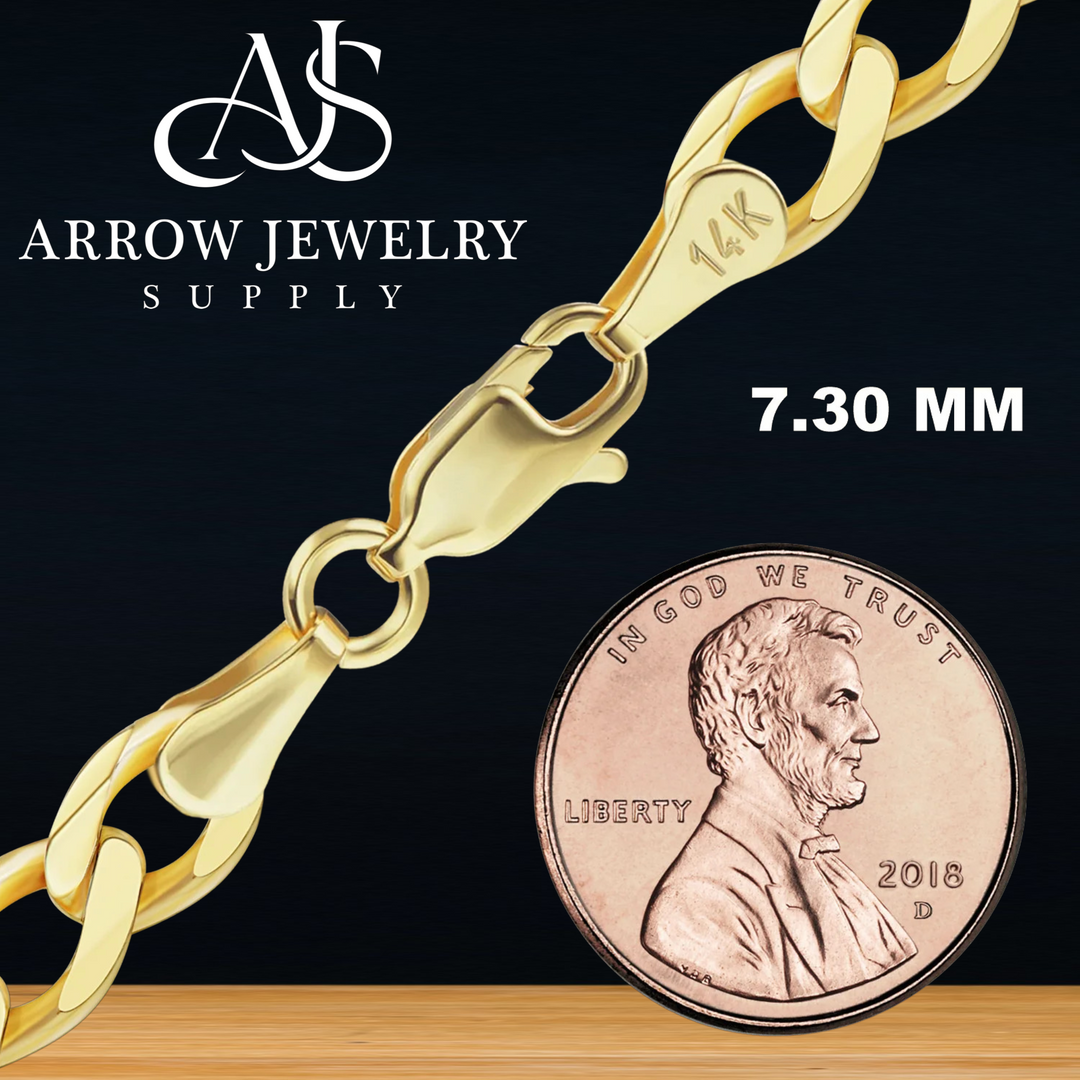 Solid 14K Yellow Gold Light Curb Cuban Link Custom Length Chain Necklace