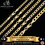 Load image into Gallery viewer, Solid 14K Yellow Gold Light Curb Cuban Link Custom Length Chain Necklace
