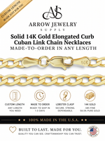 Load image into Gallery viewer, Solid 14K Yellow Gold Light Curb Cuban Link Custom Length Chain Necklace
