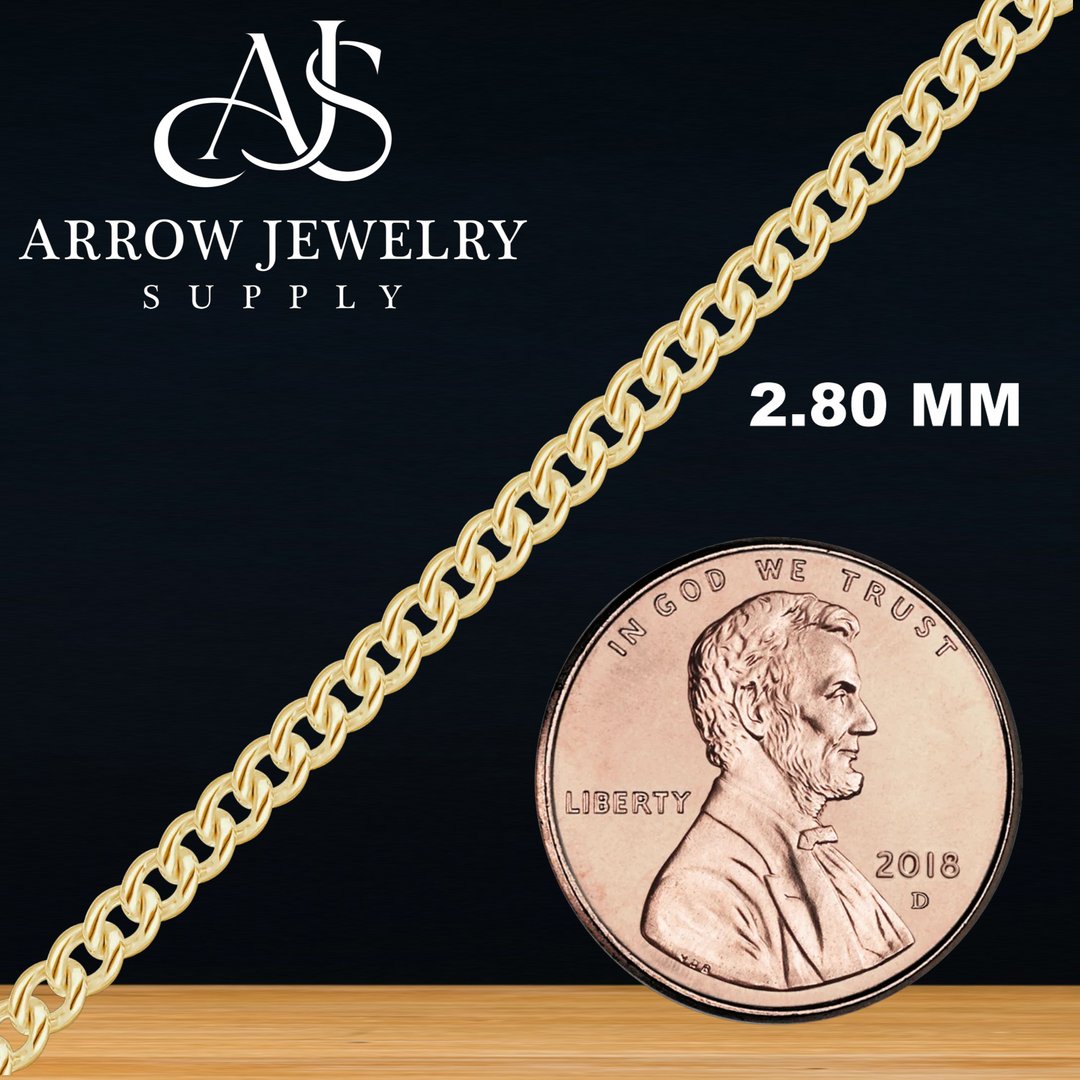 Solid 14K Yellow Gold Medium Round Curb Link Chain Necklace - Custom Length