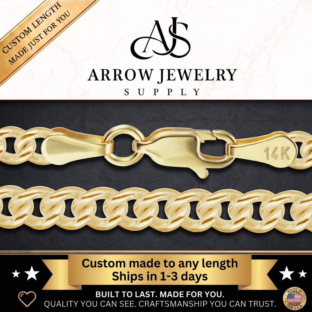 Solid 14K Yellow Gold Medium Round Curb Link Chain Necklace - Custom Length