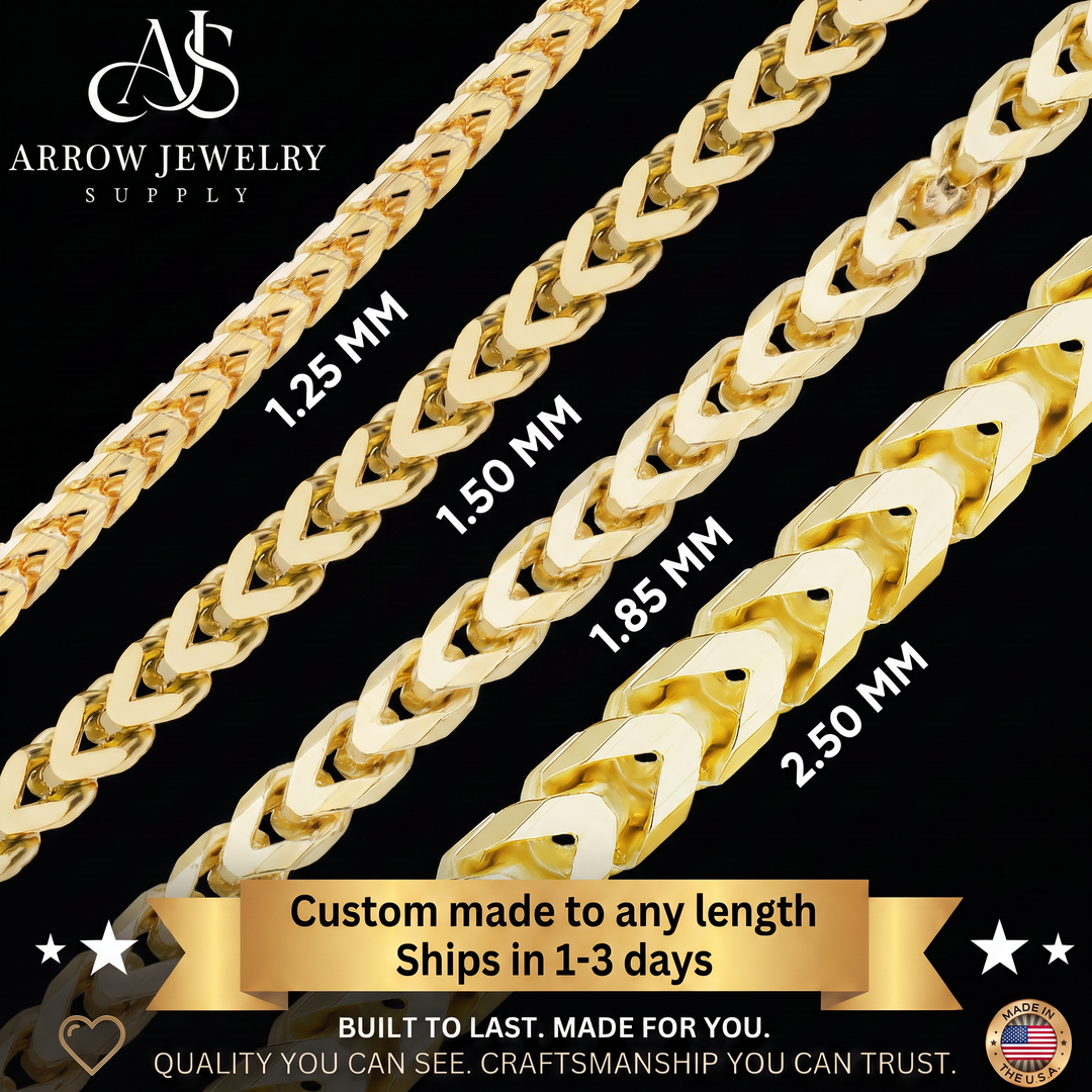 Solid 14K Yellow Gold Franco Foxtail Chain Necklace - Custom Length