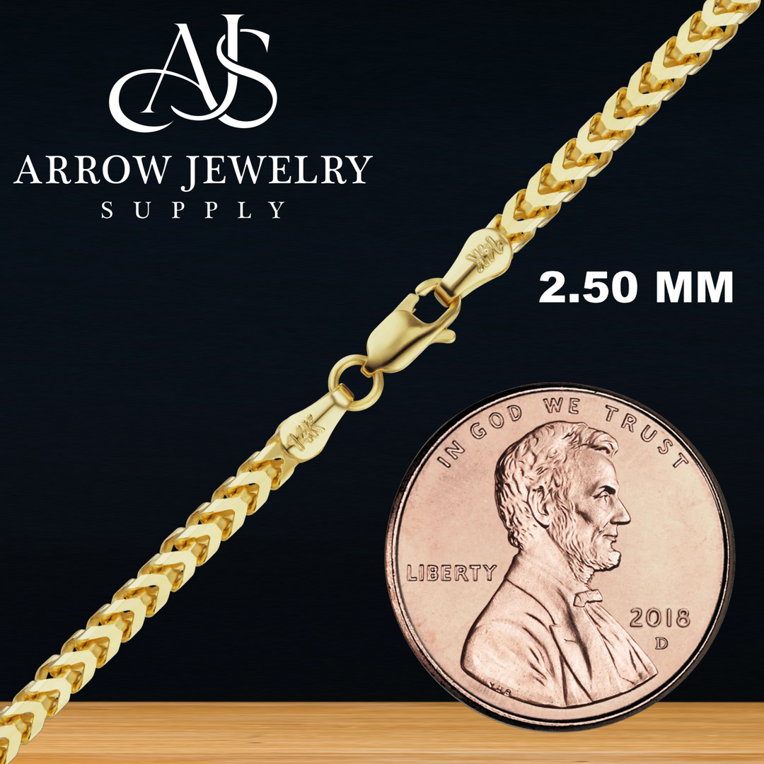 Solid 14K Yellow Gold Franco Foxtail Chain Necklace - Custom Length