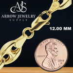 Load image into Gallery viewer, Solid 14K Yellow Gold Classic Puffed Mariner Anchor Link Necklace
