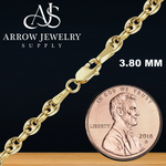 Load image into Gallery viewer, Solid 14K Yellow Gold Classic Puffed Mariner Anchor Link Necklace
