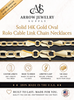 Load image into Gallery viewer, Solid 14K Yellow Gold Semi-solid Oval Rolo Link Chain Necklace - Custom Length
