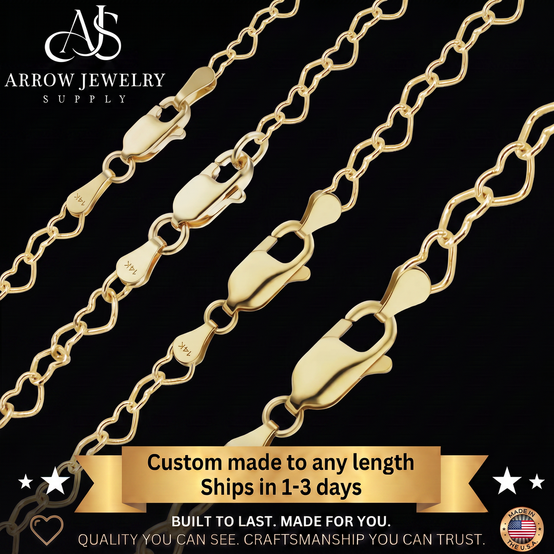Solid 14K Yellow Gold Classic Heart Necklace Made in any Custom Length