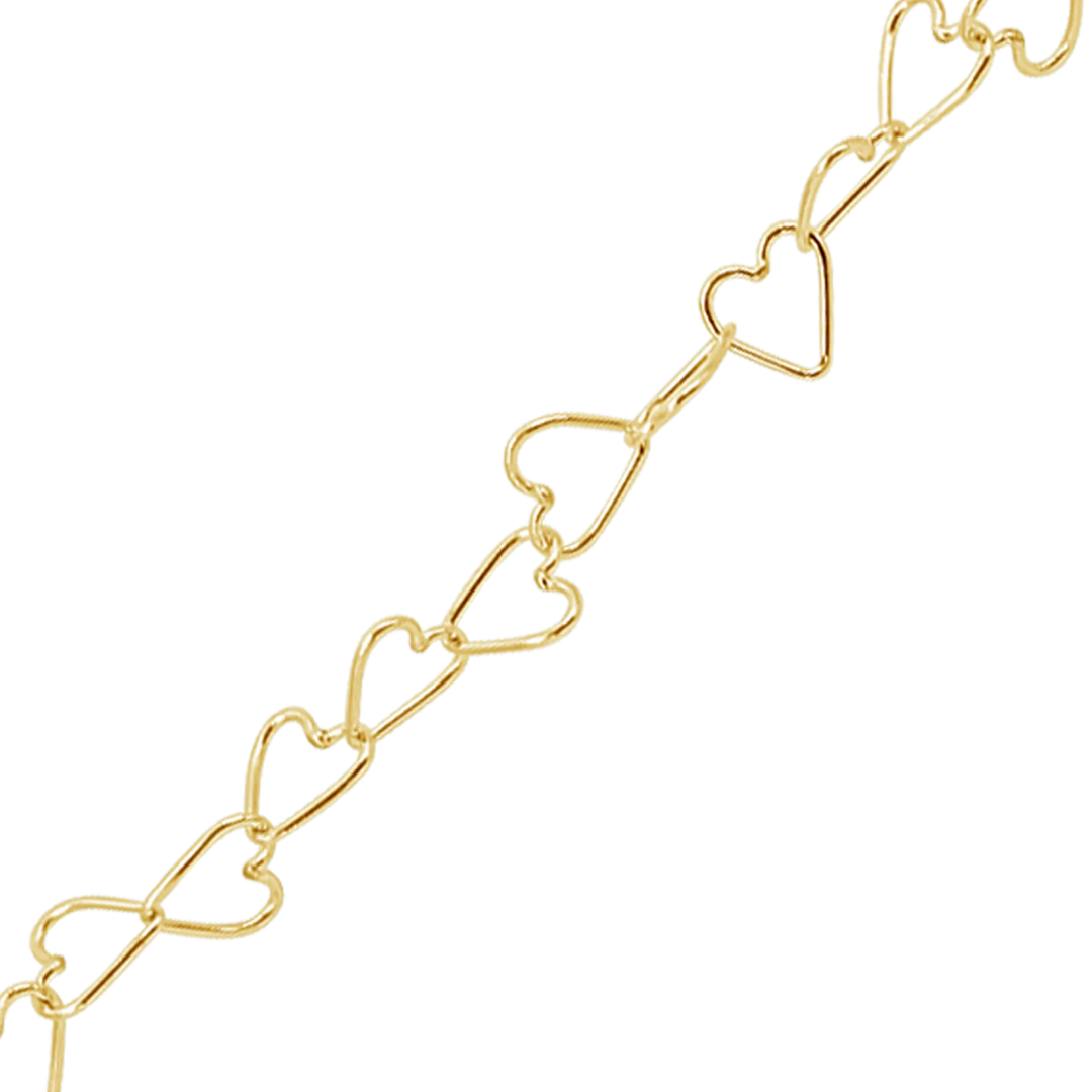 Solid 14K Yellow Gold Tall Heart Link Chain Necklace Made in any Custom Length