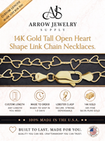 Load image into Gallery viewer, Solid 14K Yellow Gold Tall Heart Link Chain Necklace Made in any Custom Length
