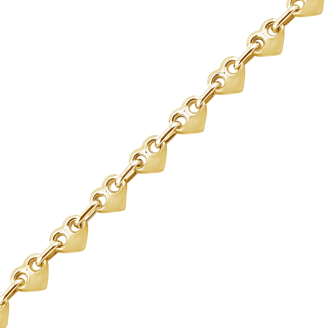 Solid 14K Yellow Gold Puffed Heart Link Chain Necklace Made in any Custom Length