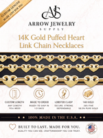 Load image into Gallery viewer, Solid 14K Yellow Gold Puffed Heart Link Chain Necklace Made in any Custom Length

