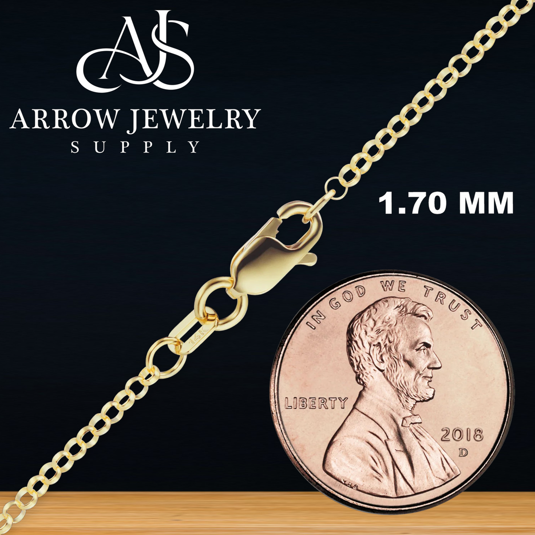 Solid 14K Yellow Gold Round Rolo Link Chain Necklace Made in any Custom Length