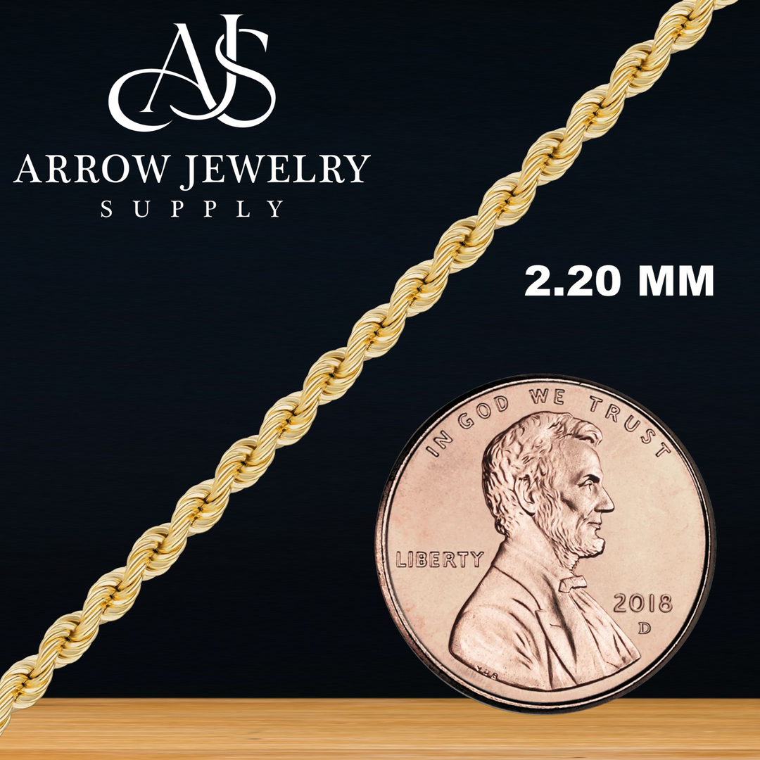 Solid 14K Yellow Gold Handmade Custom Length Lightweight Rope Chain Necklace