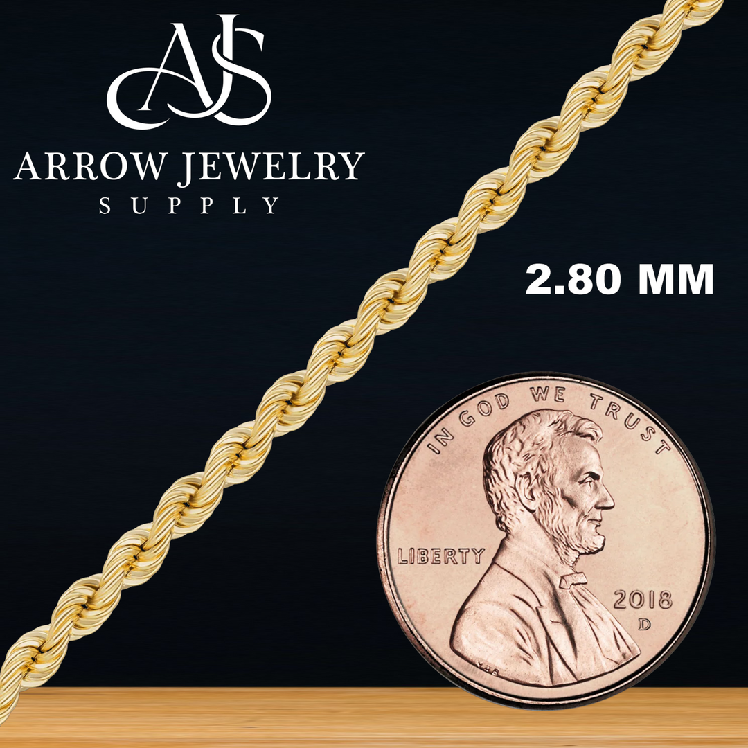 Solid 14K Yellow Gold Handmade Custom Length Lightweight Rope Chain Necklace