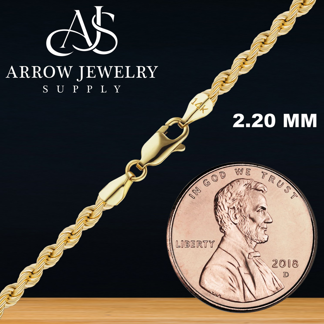 Solid 14K Yellow Gold Handmade Solid Rope Chain Necklace - Custom Length